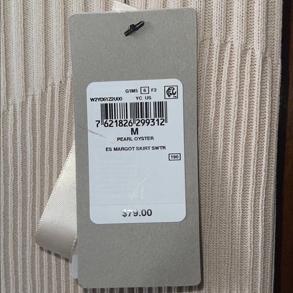 Guess Cream Ribbed Midi Pencil Skirt Size Medium NWT - Picture 3 of 3